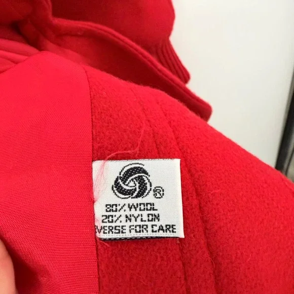 Vintage 90s Herman Kay Red Oversized Wool Blend Power Old Money Swing Coat XL - Picture 8 of 12